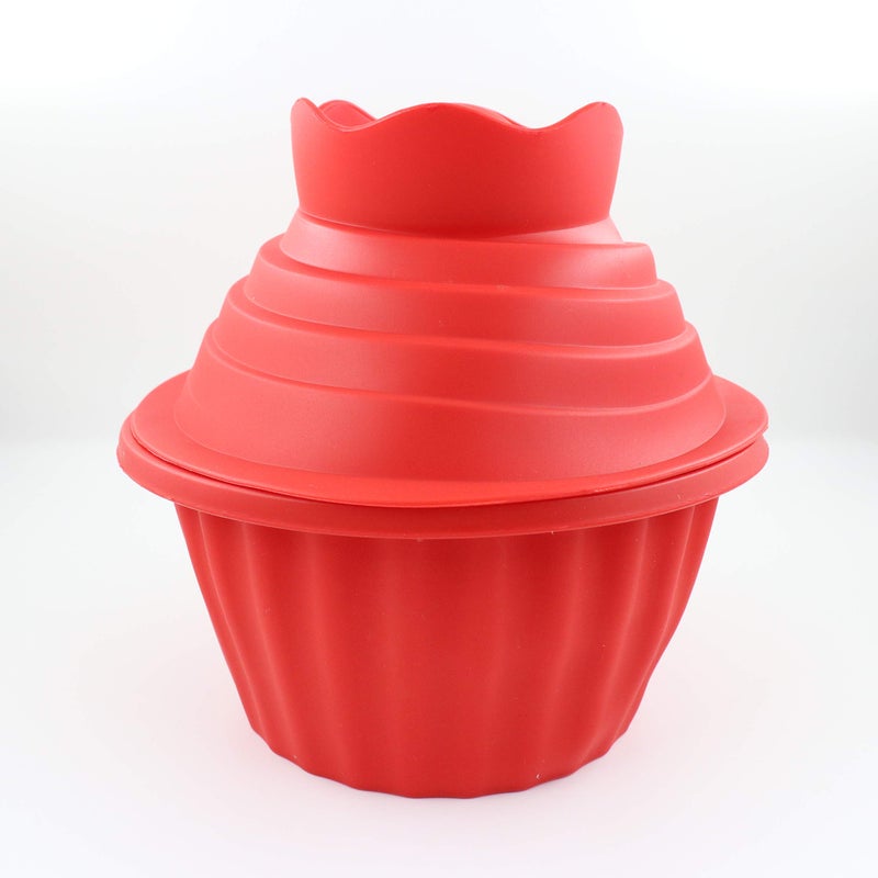 JYNHOOR Giant Cupcake Molds,Dishwasher Safe Big Top Silicone Cupcake Molds,Non-Stick Jumbo Caupcake Bake sets for Easy Cake Decorating and DIY Bake tools(3 pack) (Red) - Image 1